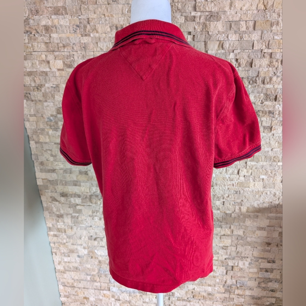 Vintage Style Tommy Hilfiger Denim Polo Embroidered Logo Red 90s Fashion Sz S image 3